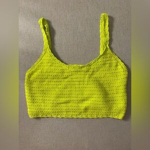 Aerie Lime Green Crochet Crop Top